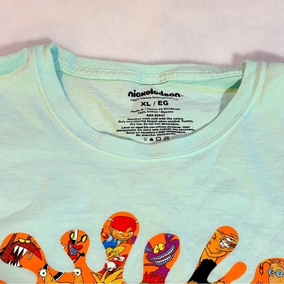 Nickelodeon Faves Long Sleeve T-shirt Graphic Top Crew Neck Green Size XL - Picture 11 of 12